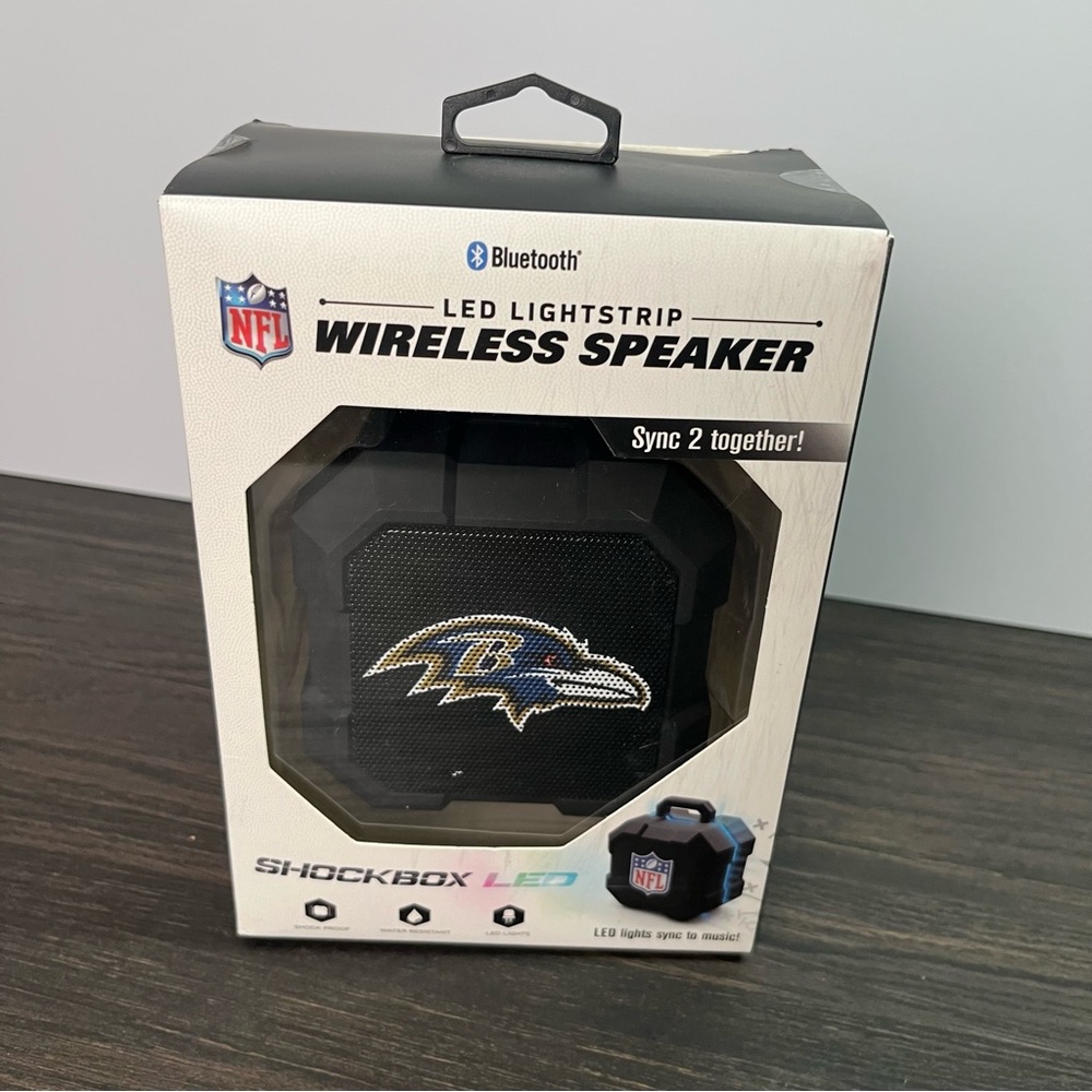 NFL Baltimore Ravens Shockbox LED Wireless Bluetooth Speaker Sync 2 Together